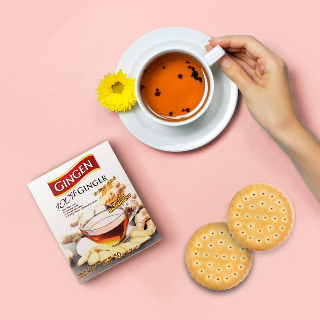 GINGEN Ginger Tea Powder 100% Instant (10 Sachets) - No Sugar added
