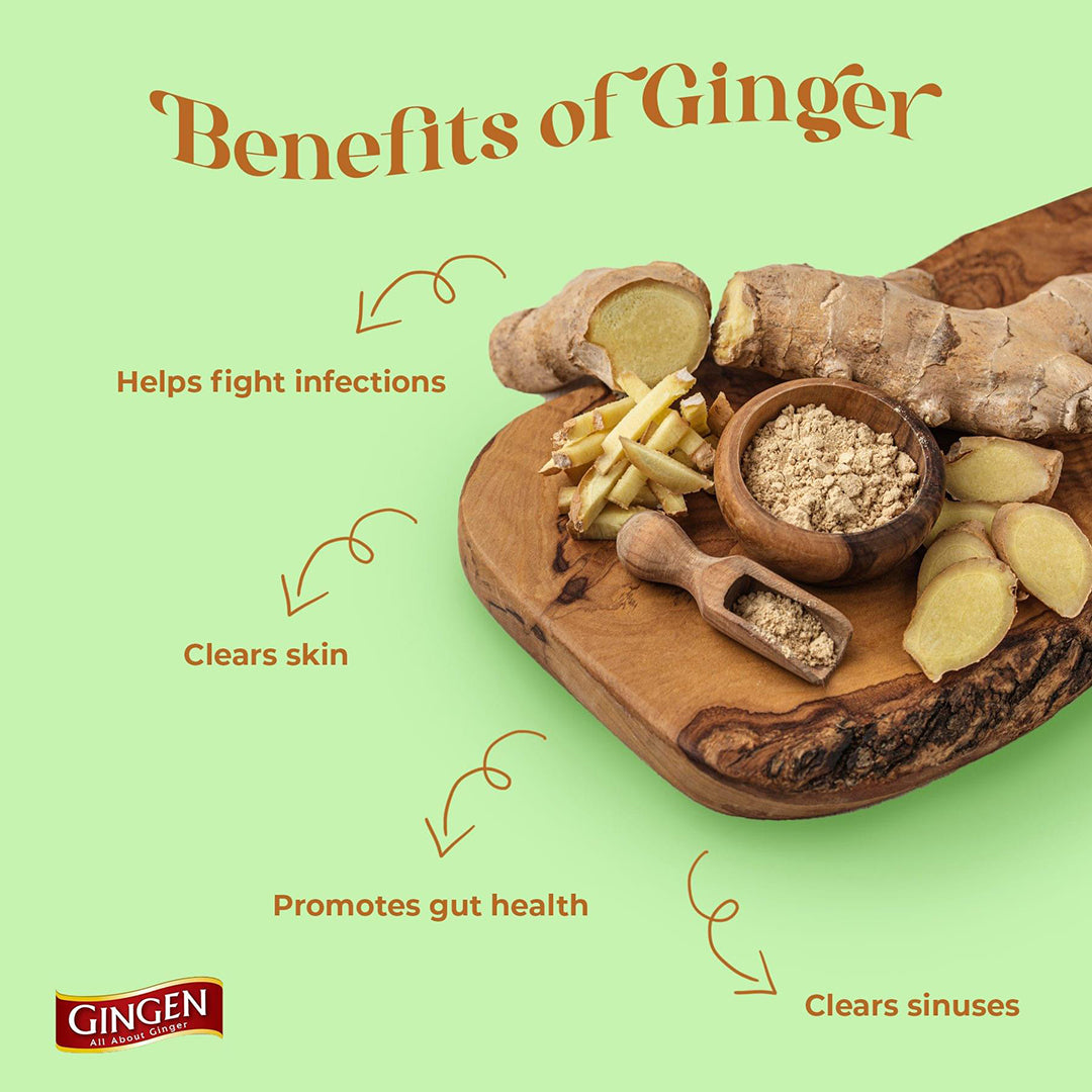 GINGEN Ginger Tea Powder 100% Instant (10 Sachets) - No Sugar added