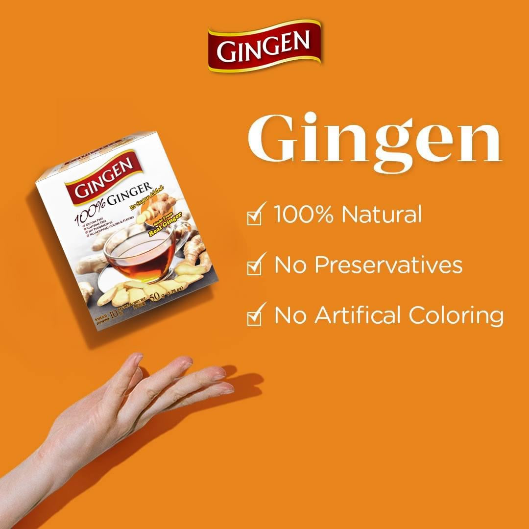 GINGEN Ginger Tea Instant Powder Sugar Free (10 Sachets) Low Calories