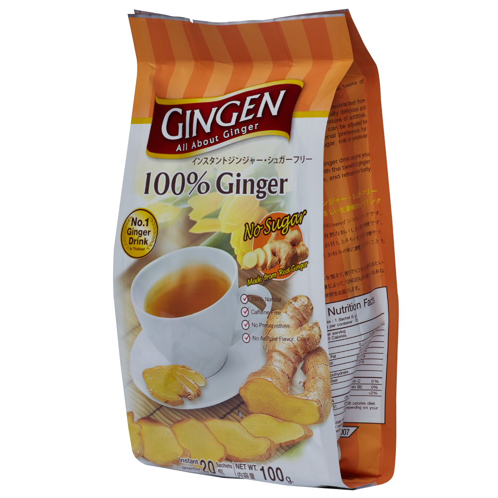 GINGEN Ginger Tea Powder VALUE PACK- 100% Instant (20 Sachets x 5 grams)